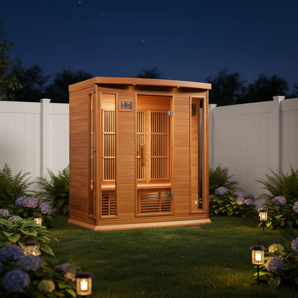 Experience Ultimate Relaxation with the Dynamic 4-Person Indoor Bluetooth Compatible FAR Infrared Sauna in Luxurious Cedar