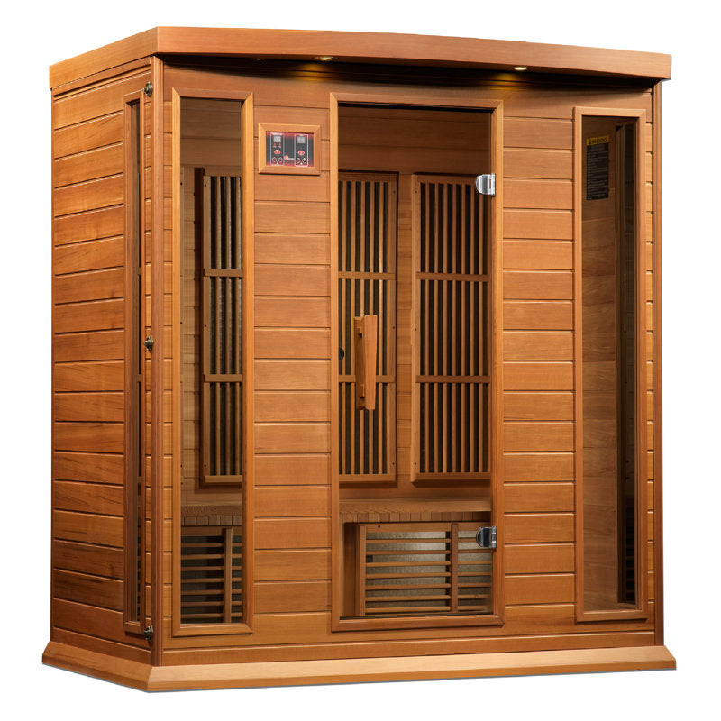 Experience Ultimate Relaxation with the Dynamic 4-Person Indoor Bluetooth Compatible FAR Infrared Sauna in Luxurious Cedar